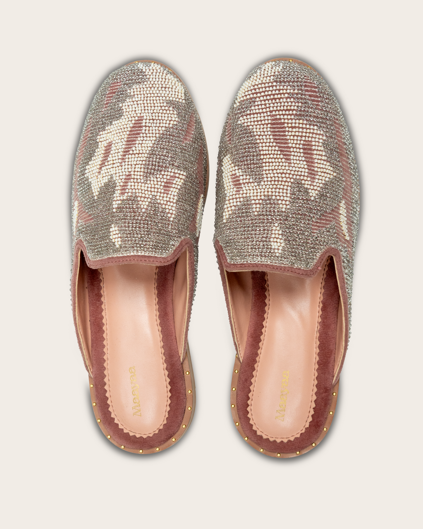 MAUVE BEADED MULES